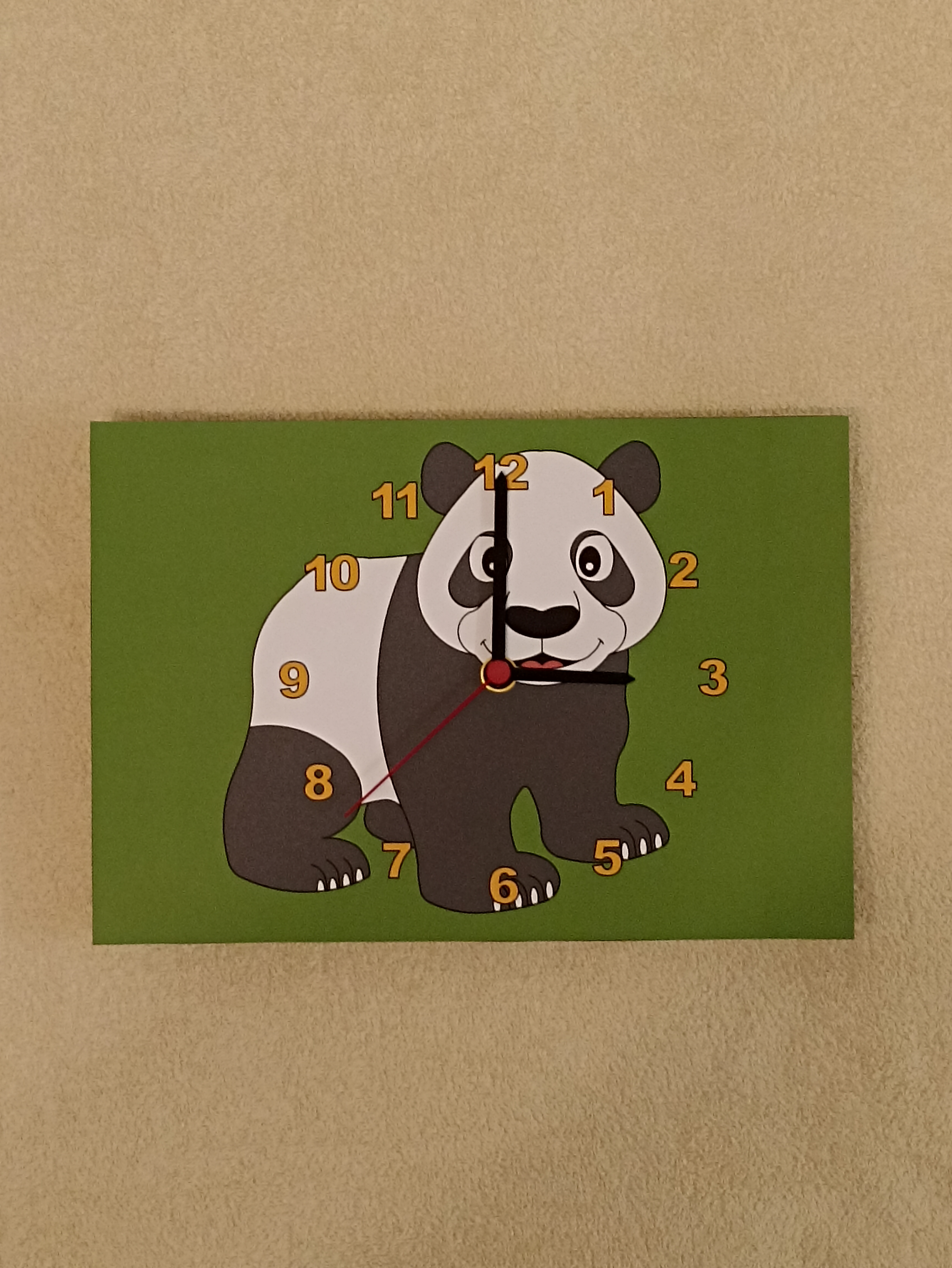 Hodiny dřevěné obdélníkové - Panda