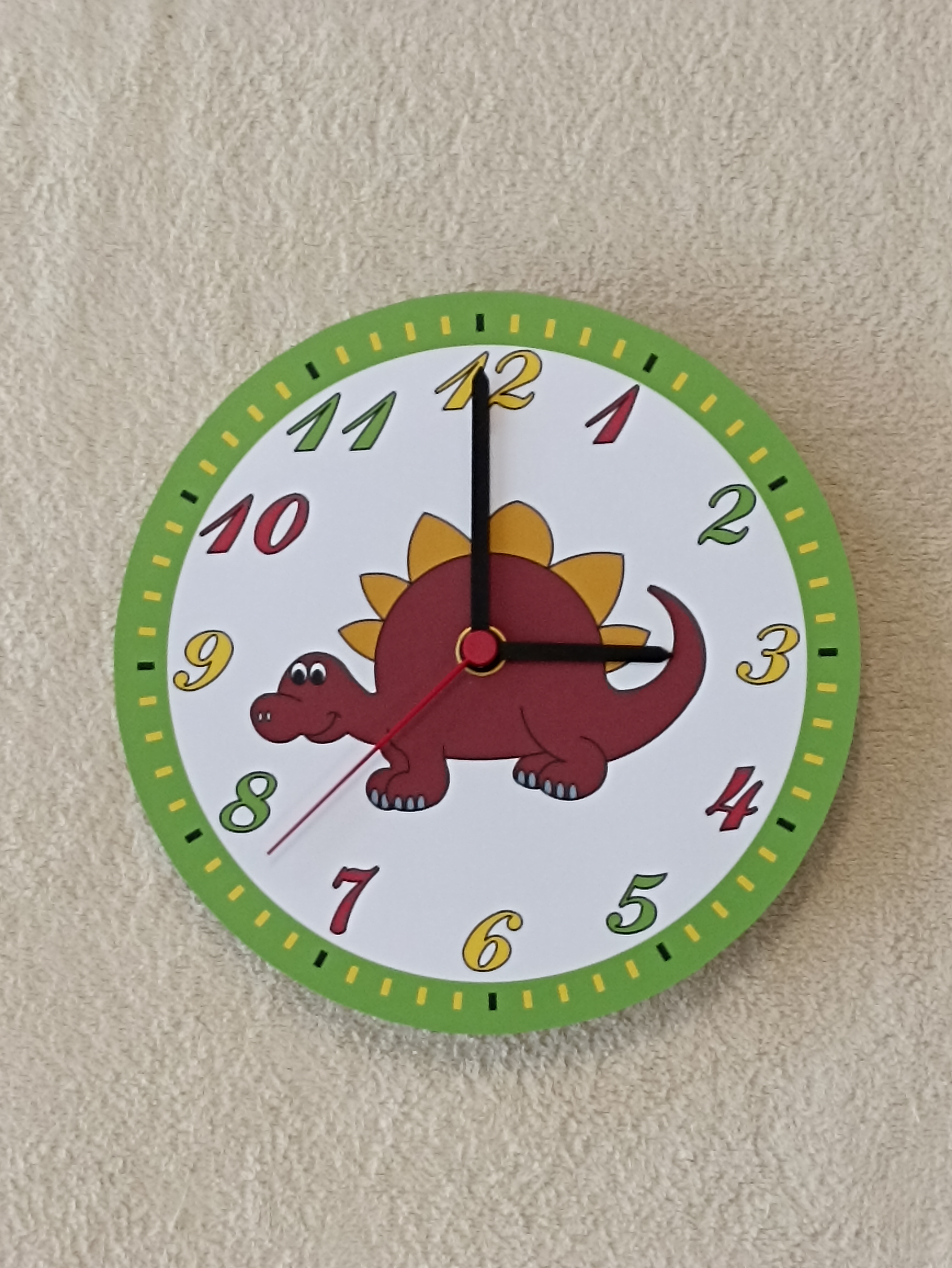 Dřevěné hodiny kulaté - Dinosaurus